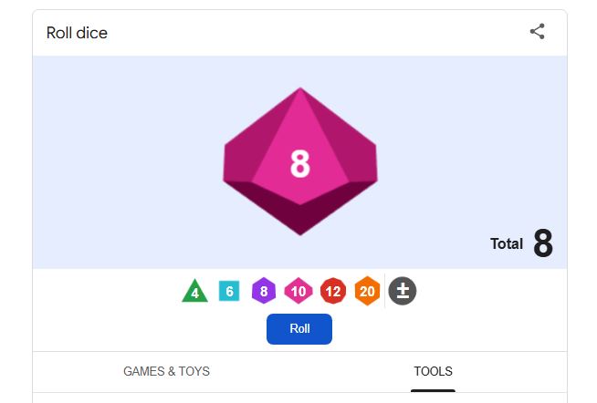 google dice roller